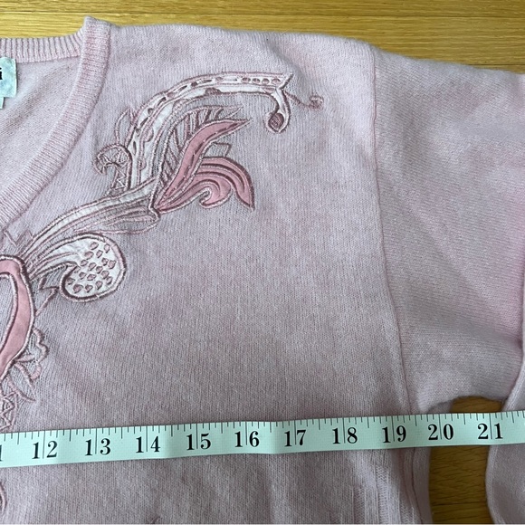 FRANCO VALERI Pink embroidered lambswool Angora blend sweater - Vintage - Picture 3 of 7